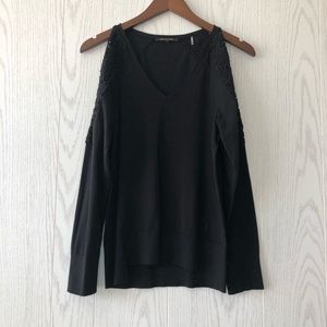 NWOT Kobi Halperin Jaclyn Cold Shoulder Knot Top Black